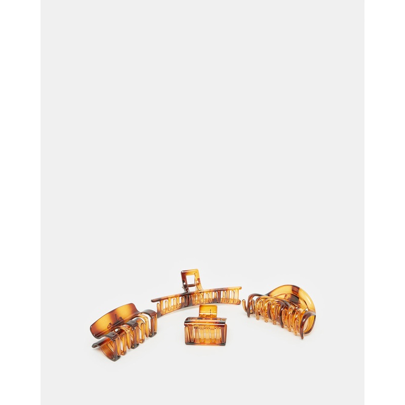 Women Brown Print Hair Clip Set (Pack of 4)