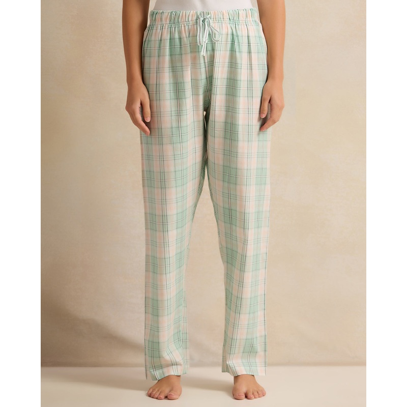 Women Green Checkered Pyjama Bottom