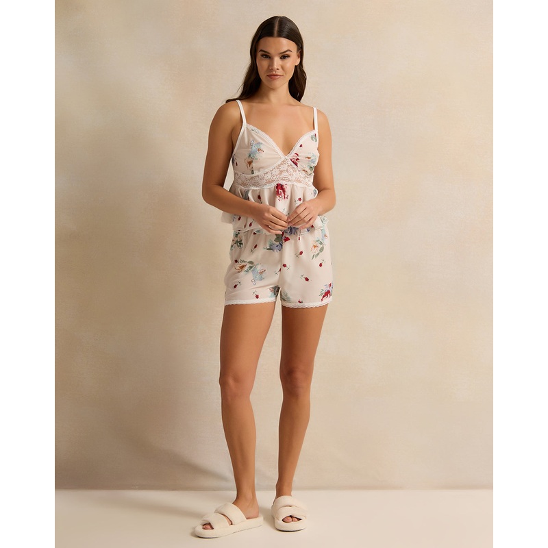 Women Ivory Printed Short Cami Set (2 Piece)