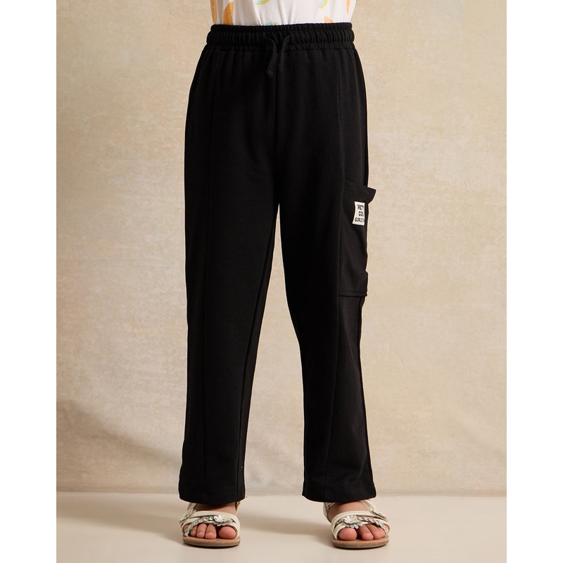 Girls Black Cut And Sew Track Pants