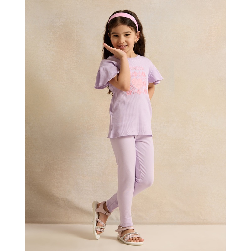 Girls Lilac T-Shirt And Legging Set (2 Piece)