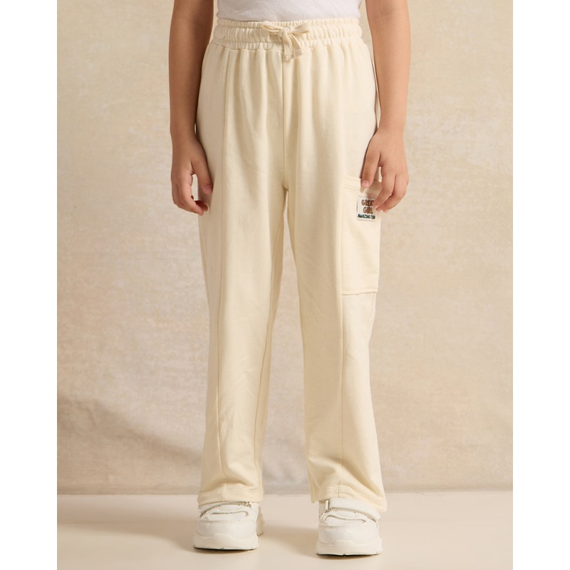 Girls Yellow Cut And Sew Track Pants
