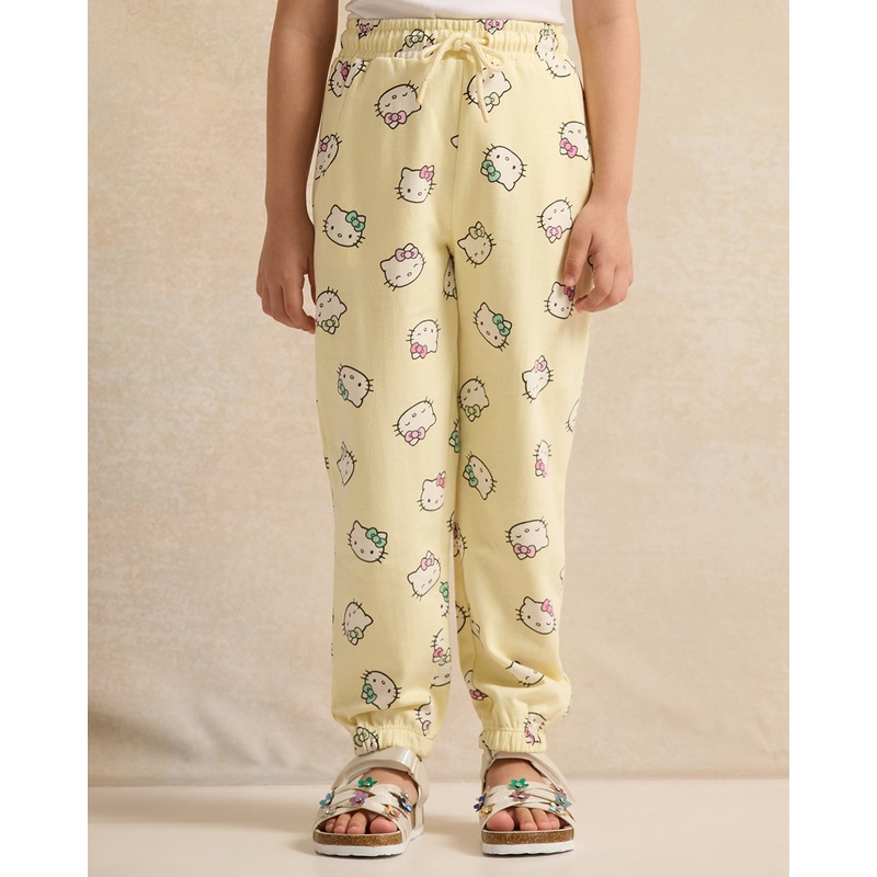 Girls Yellow Hello Kitty Print Active Pants