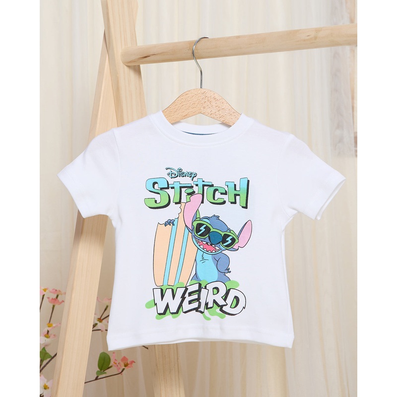 Infant Boys White Stitch Print T-Shirt