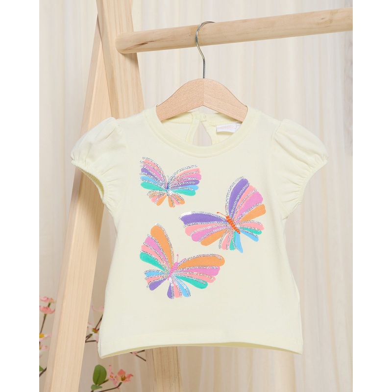 Infant Girls Yellow Bow Sequin T-Shirt
