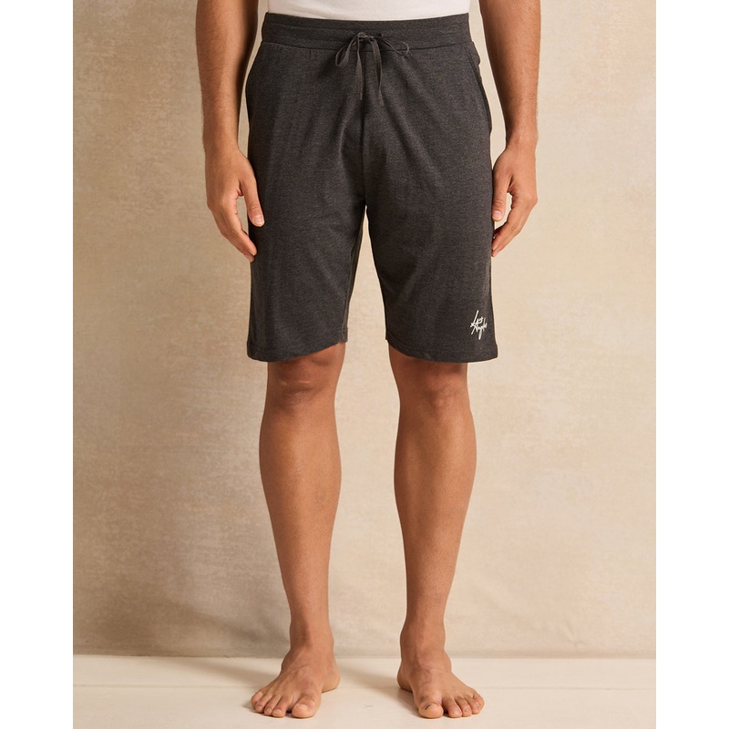 Men Black And Charcoal Plain Pyjama Shorts Set (2 Piece)