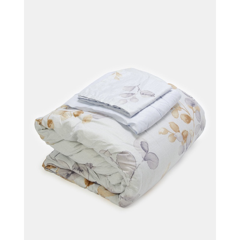Pink 3 Piece Check Printed Comforter Set (Single Size)