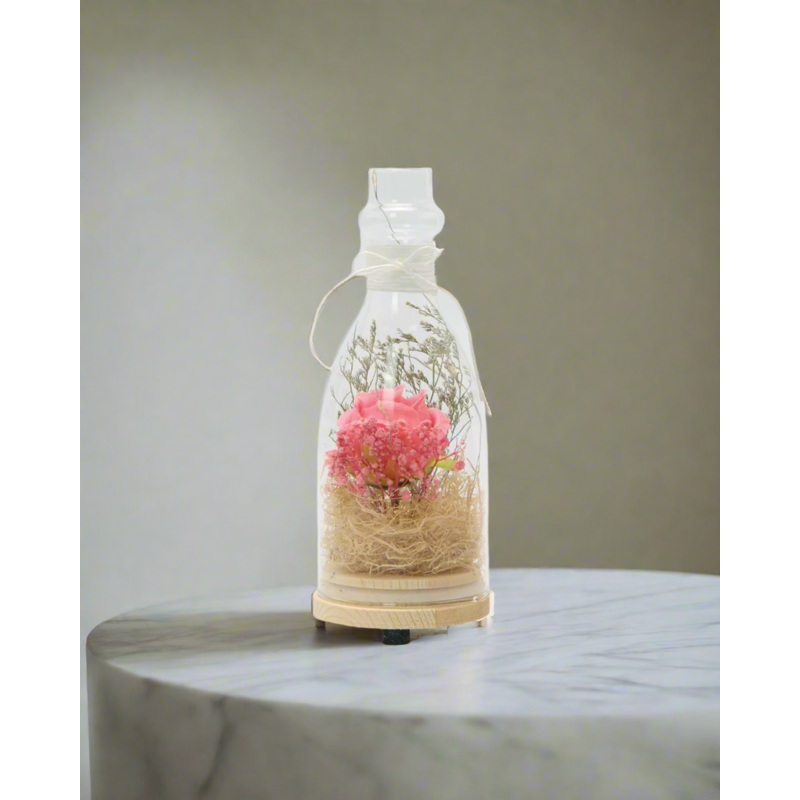 Pink Bottle Artificial Flower With Light