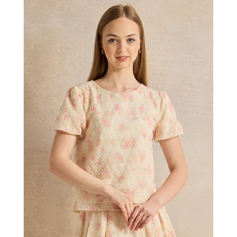 Senior Girls Beige Embellished Blouse