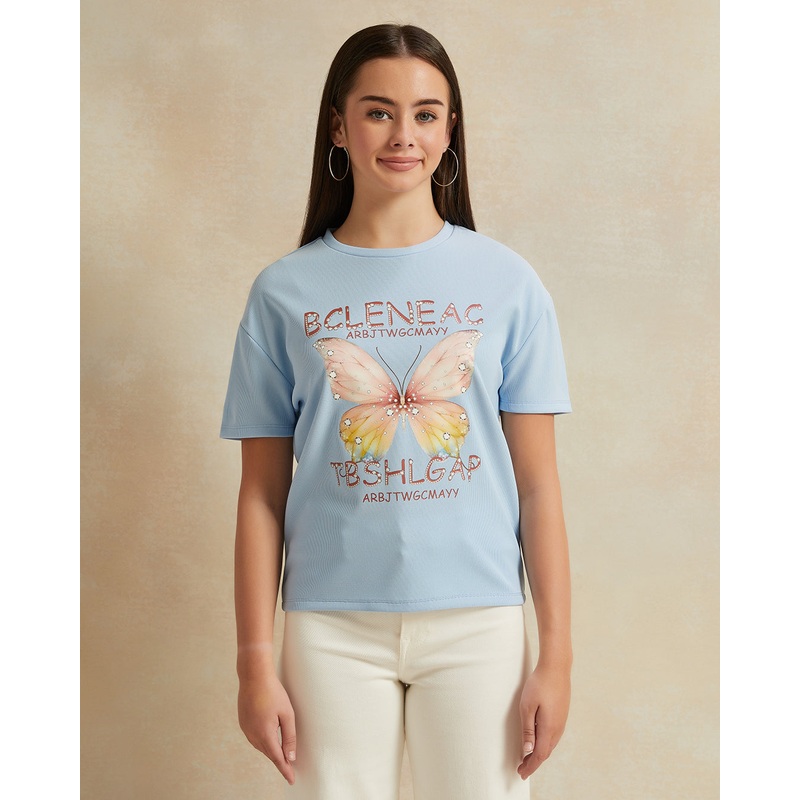 Senior Girls Blue Embellished Top
