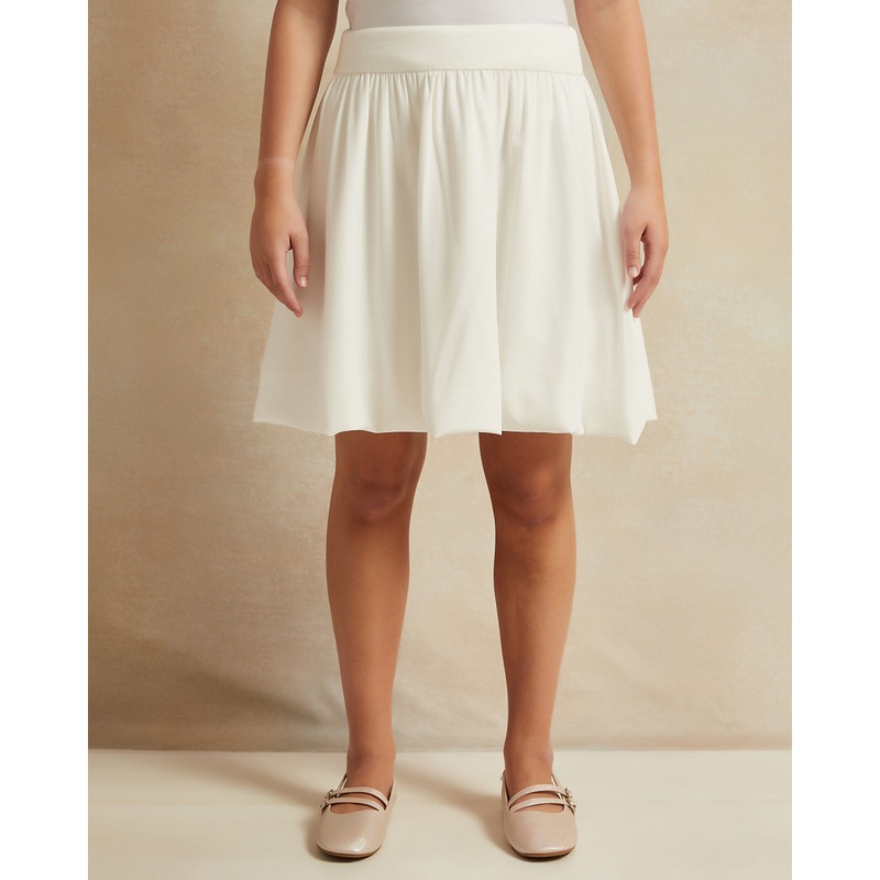 Senior Girls White Plain Skirt