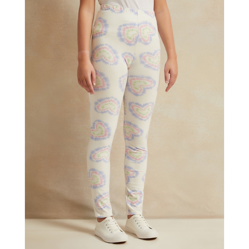 Senior Girls White Printed Leggings