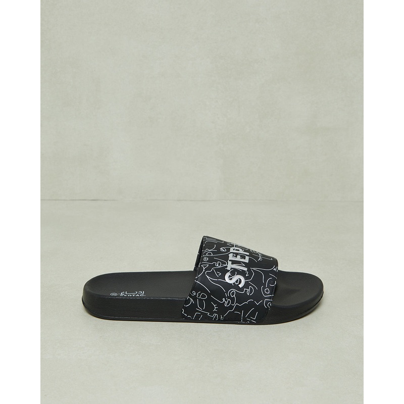 Women Black Printed Slide|EU36|EU37|EU38|EU39|EU40|EU41