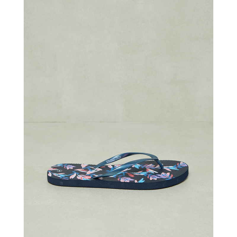 Women Navy Floral Print Flip Flop