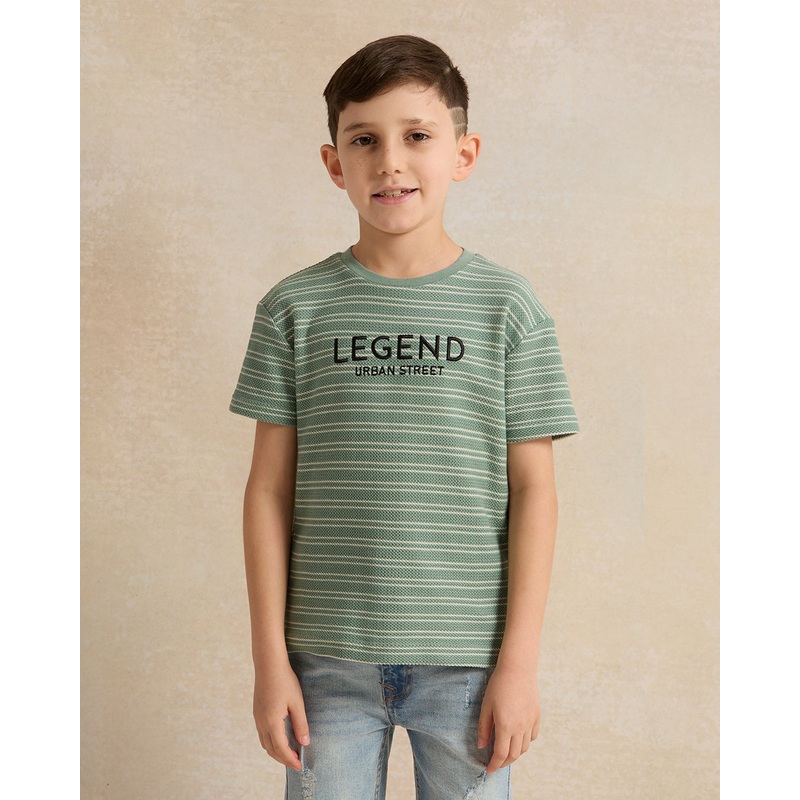 Boys Mint Striped Short Sleeve T-Shirt