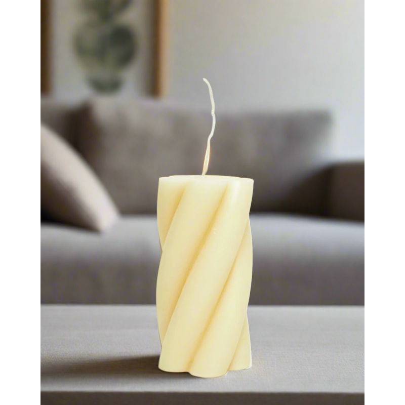 Cream Twist Shaped Candle