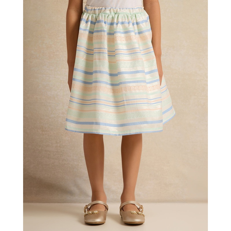 Girls Multicolour Striped Skirt