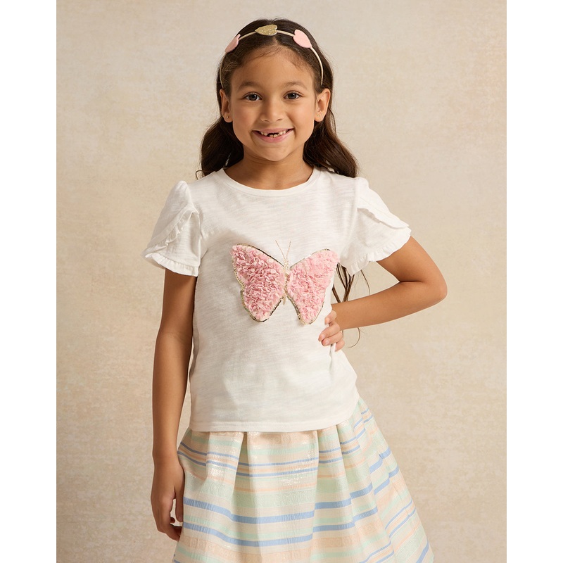 Girls White Butterfly T-Shirt|2-3 Years|3-4 Years|4-5 Years|5-6 Years|6-7 Years|7-8 Years