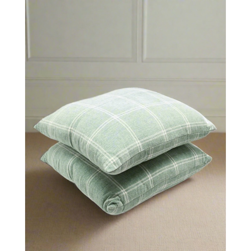 Green Checkered Cushion Set (2 Piece)