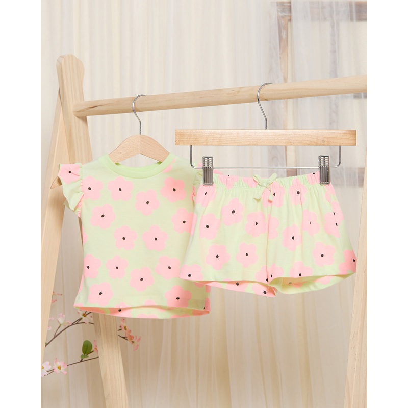 Infant Girls Mint Floral Printed Set (2 Piece)