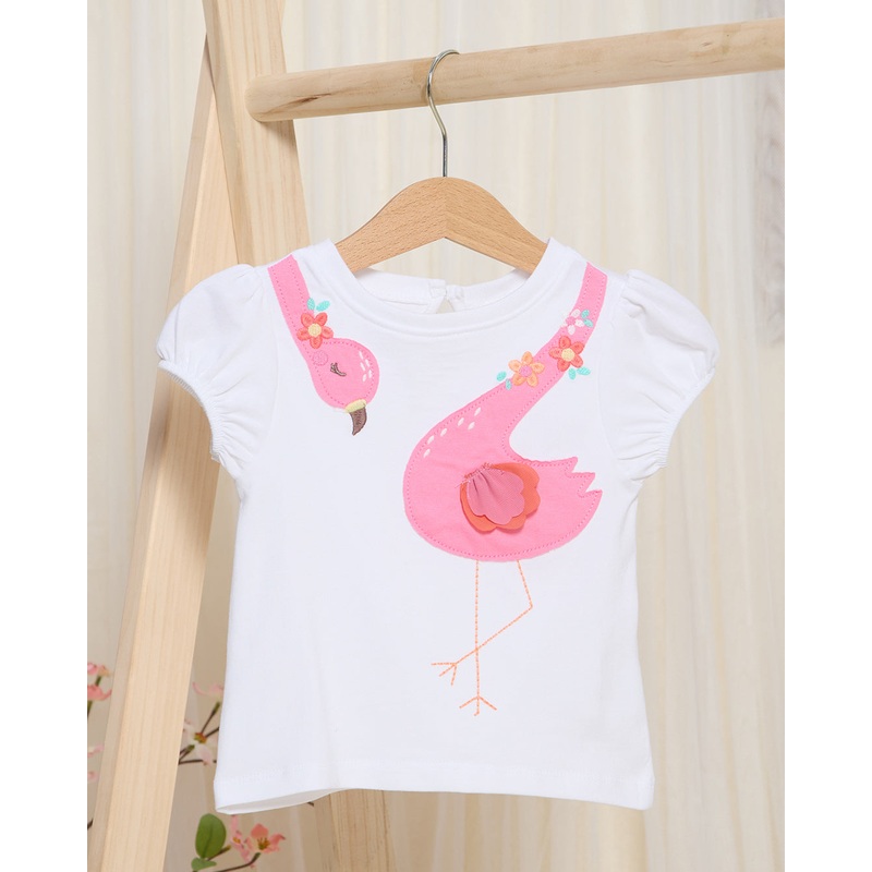 Infant Girls Pink 3D Flamingo Print T-Shirt