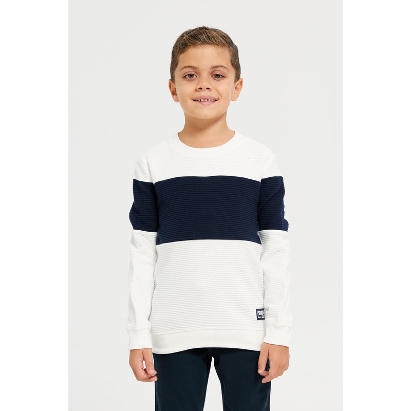Junior Boys White Otaman Rib Sweat Shirt