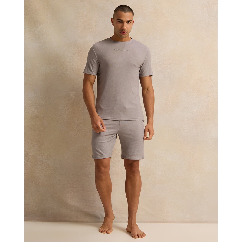 Men Grey Printed Pyjama Set (2 Piece)