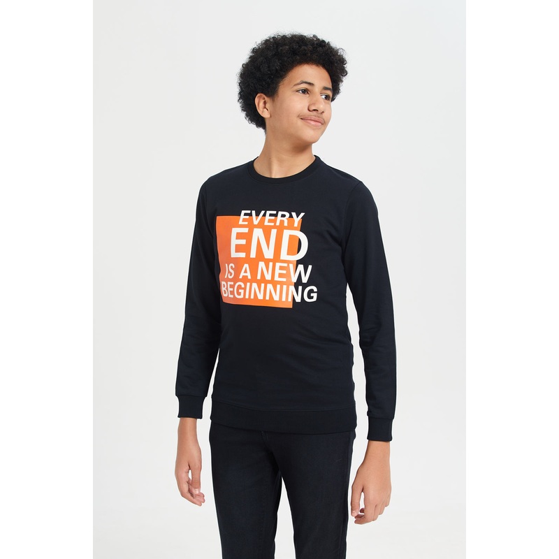 Senior Boys Black Graphic Sweatshirt