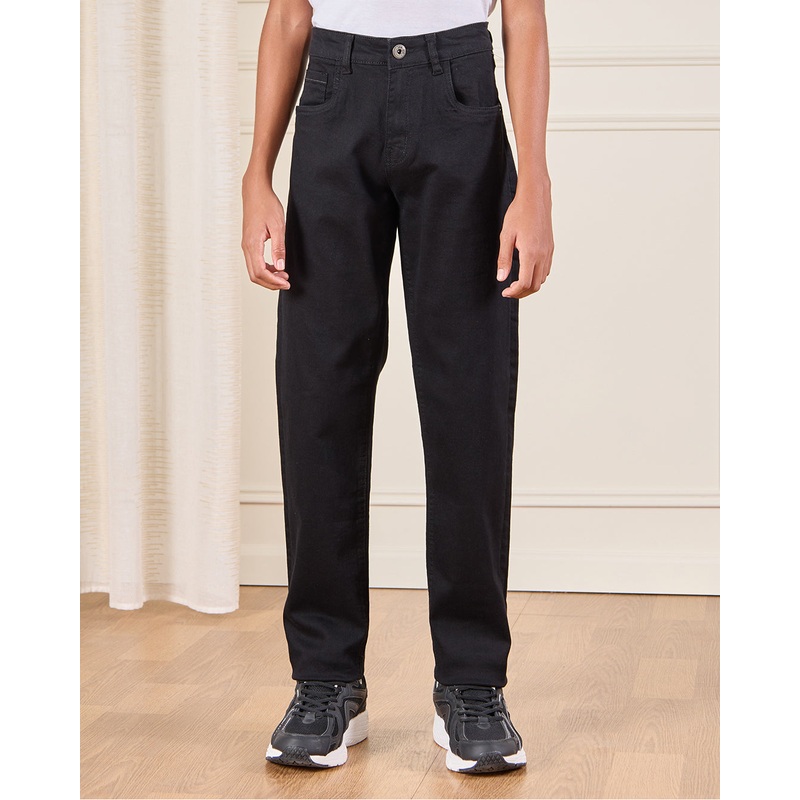 Senior Boys Black Stretch Slim Fit Jeans