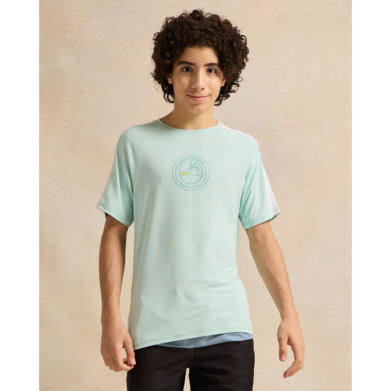 Senior Boys Teal Printed T-Shirt