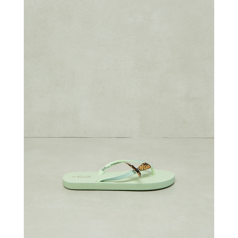 Senior Girls Green Toe-Post Flip Flops