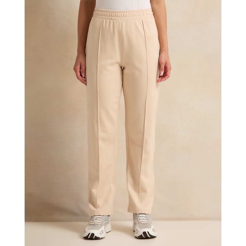 Women Beige Straight Fit Active Pants