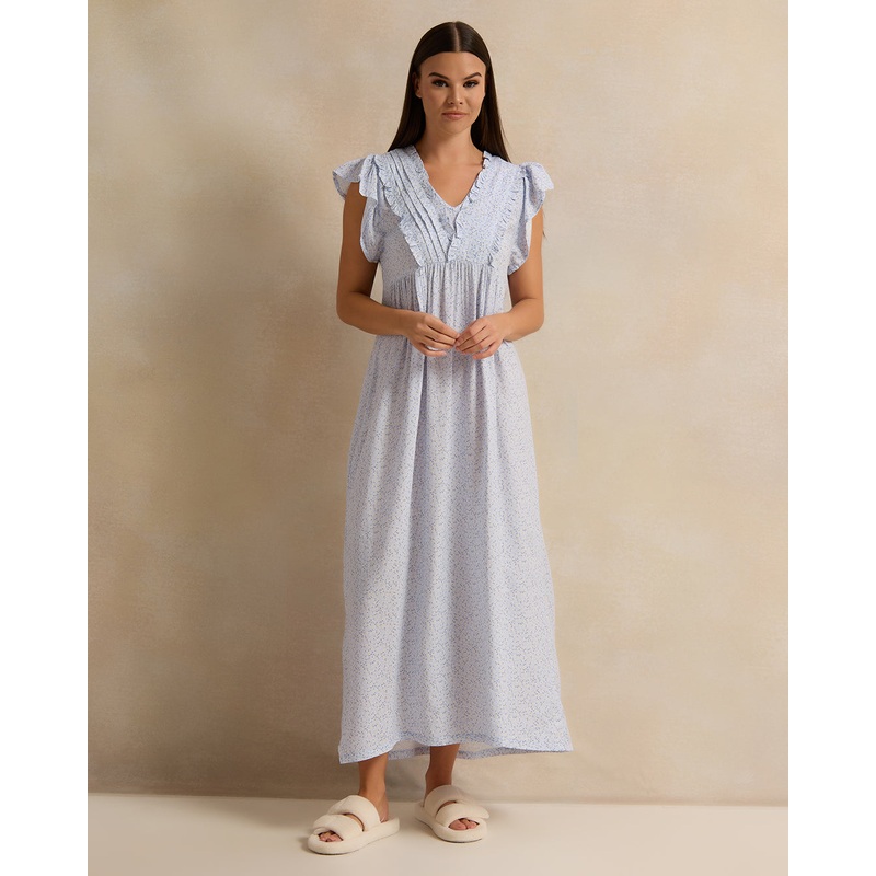 Women Blue Allover Print Nightgown