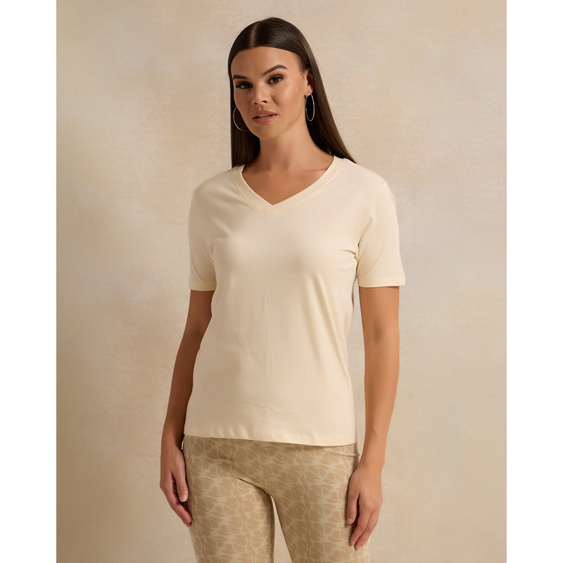 Women Cream Plain T-Shirt|UK8|UK10|UK12|UK14|UK16|UK18