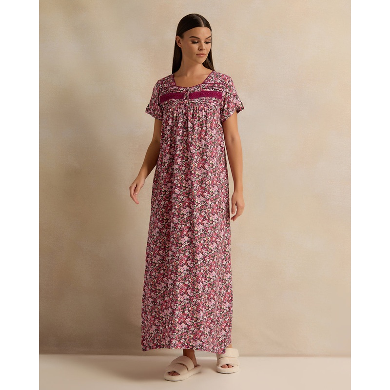 Women Fuchsia Lace Nightgown|UK10|UK12|UK14|UK16|UK18|UK20