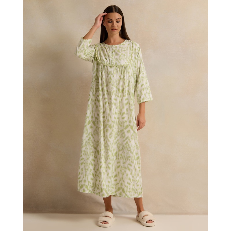 Women Green Allover Print Nightgown