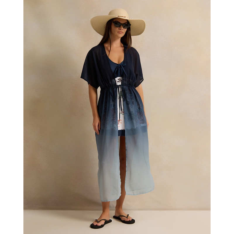 Women Navy Plain Swim Cover Up