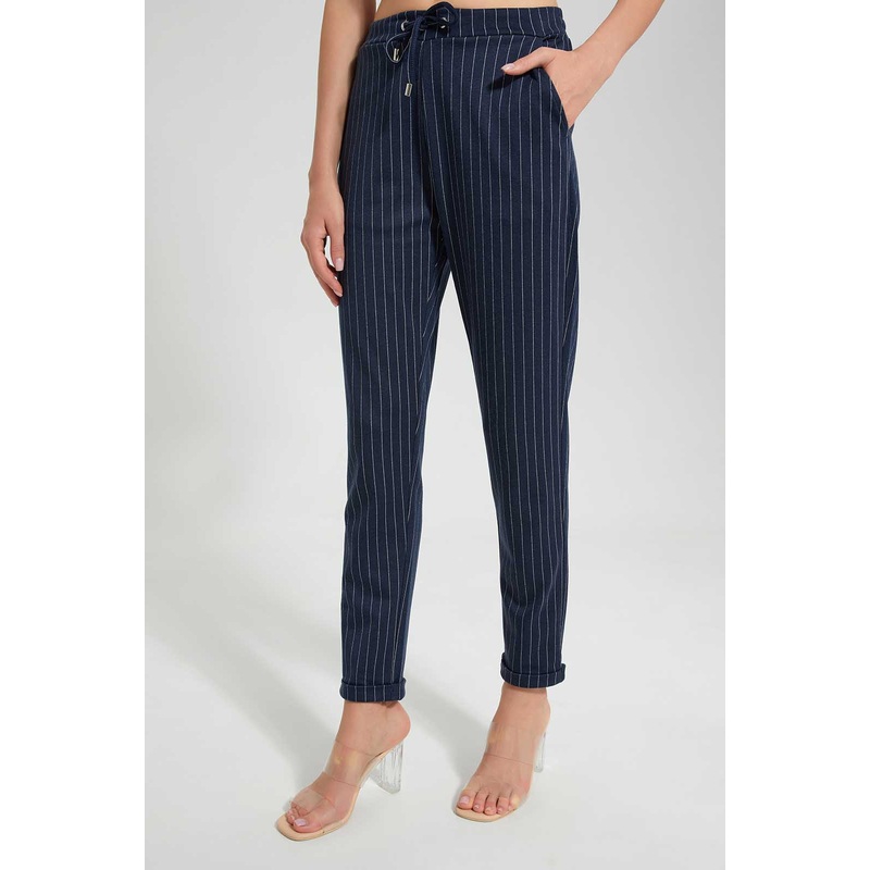 Women Navy Striped Trouser|UK6|UK8|UK10|UK12|UK14|UK16
