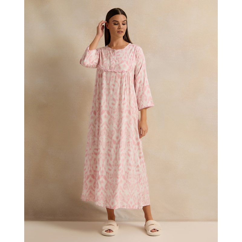 Women Pink Allover Print Nightgown