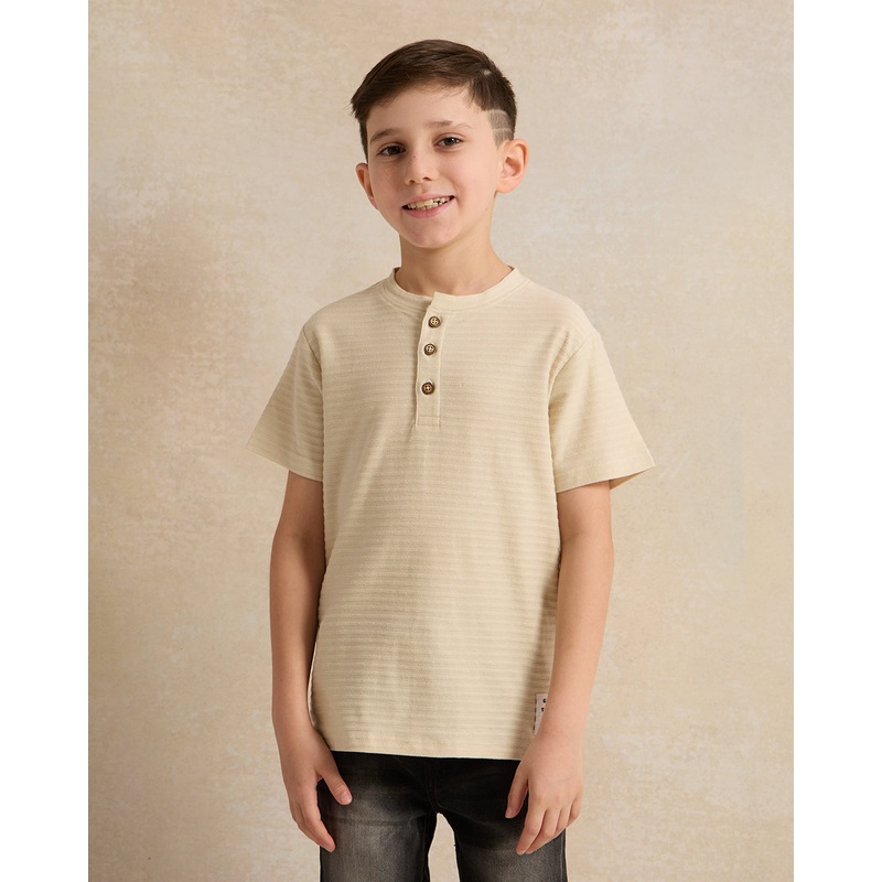 Boys Yellow Short Sleeve Henley