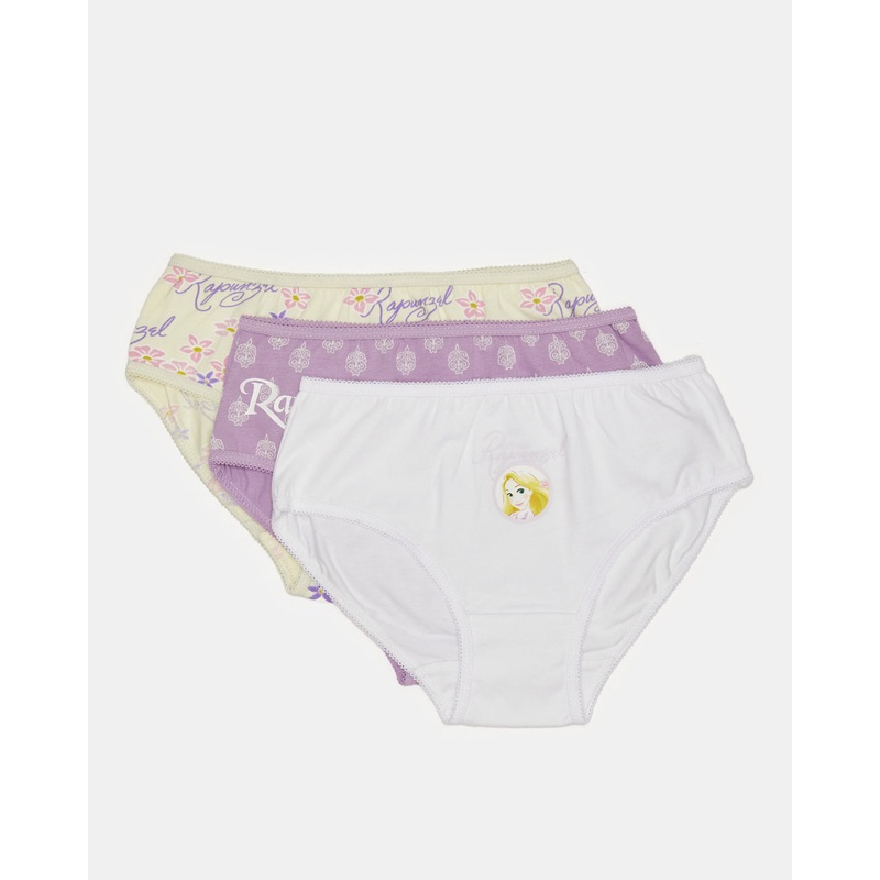 Girls Assorted Rapunzel Print Brief Set (Pack of 3)