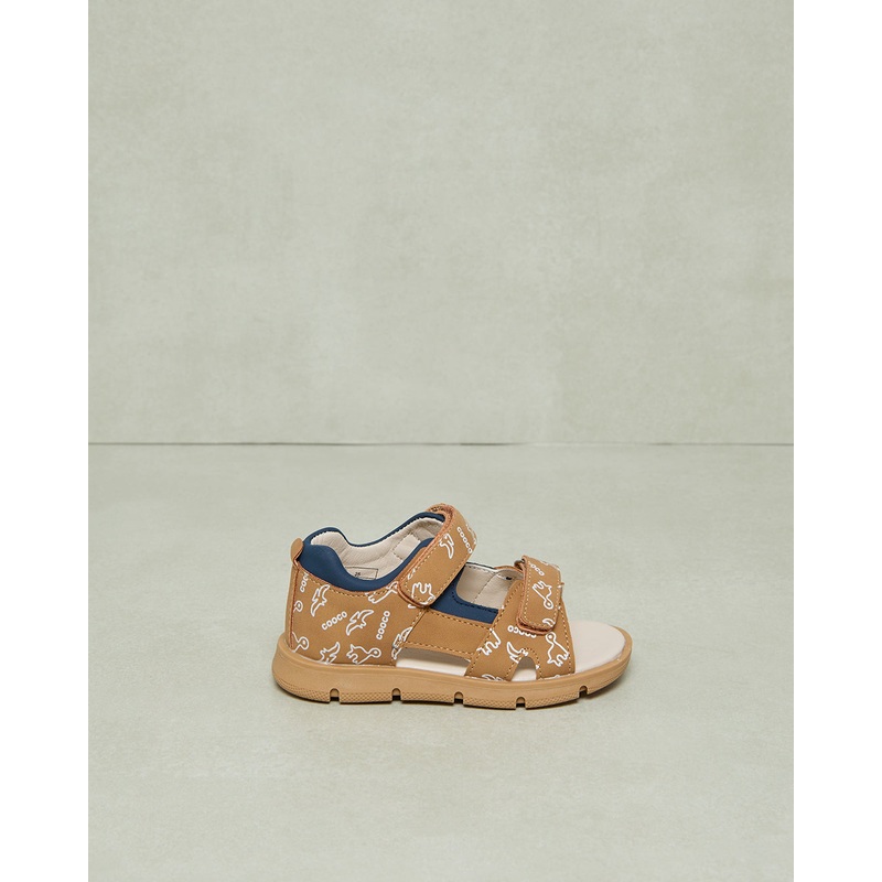 Infant Boys Beige Printed Sandals