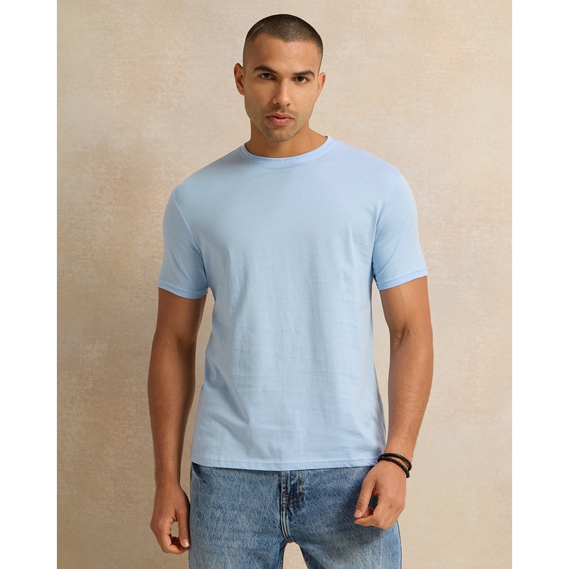 Men Blue Plain Basic T-Shirt|Small|Medium|Large|X-Large|XX-Large