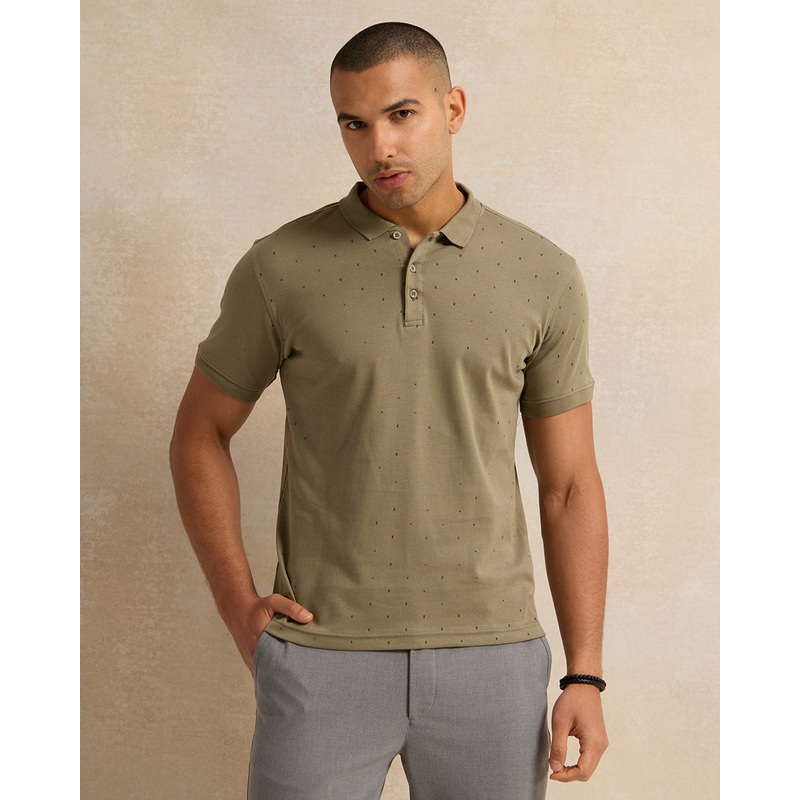 Men Green Short Sleeved Polo Shirt