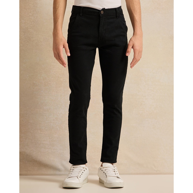 Senior Boys Black Basic Casual Trouser