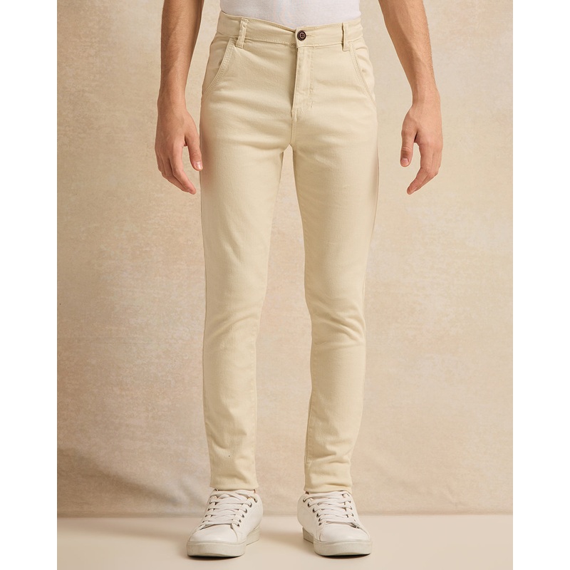 Senior Boys Cream Basic Casual Trouser