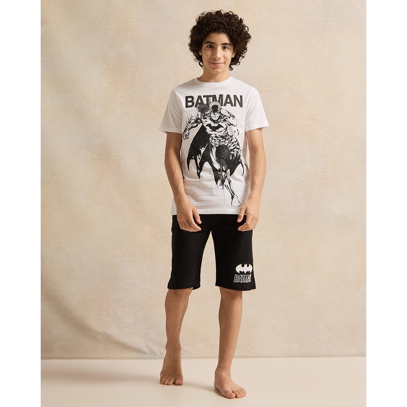 Senior Boys White And Black Batman Pyjama Set