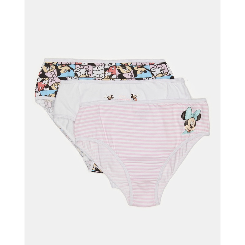 Senior Girls Assorted Minnie Mouse Print Brief Set (Pack of 3)