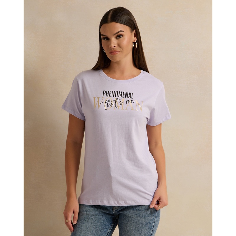 Woman Purple Printed T-shirt|Small|Medium|Large|X-Large