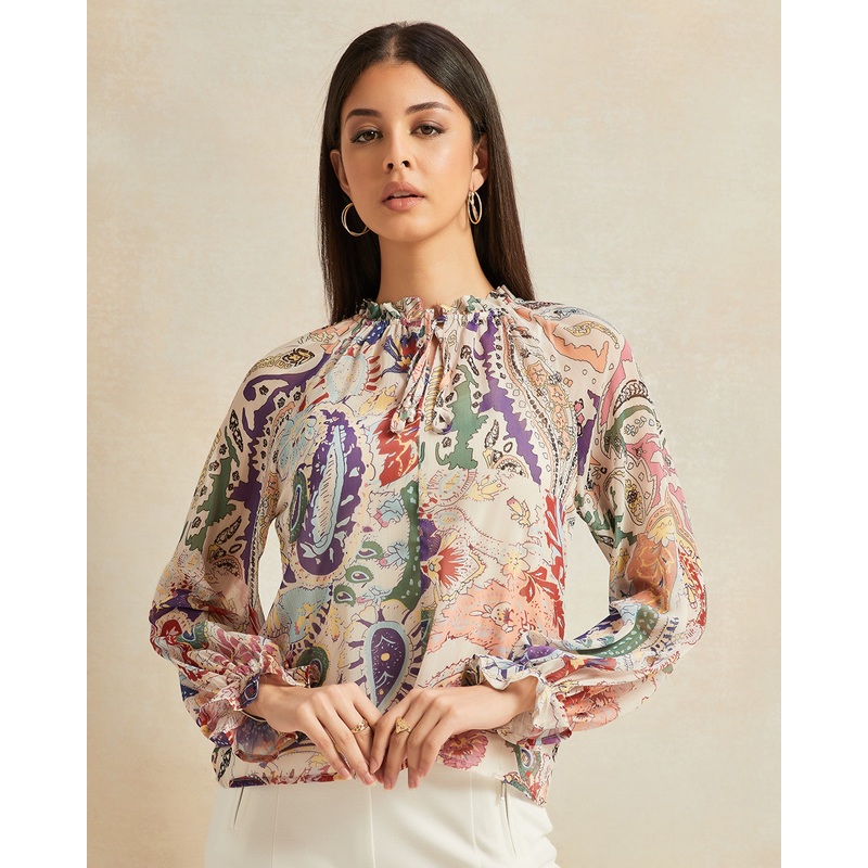 Women Beige Printed Blouse|UK8|UK10|UK12|UK14|UK16|UK18